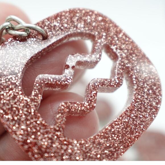 Rose Glitter Gold ZODIAC Charm Keychain - Picture 2 of 11